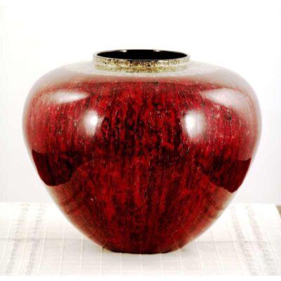 Vaso laccato finitura rosso e oro