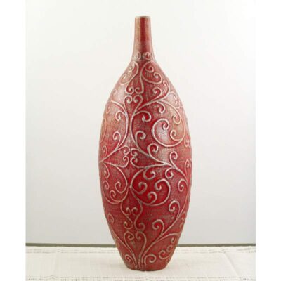 Vaso in ceramica disegni in rilievo rosso