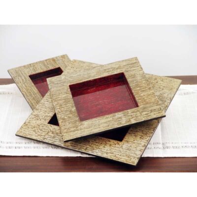 Piatto laccato finitura rosso e oro grande